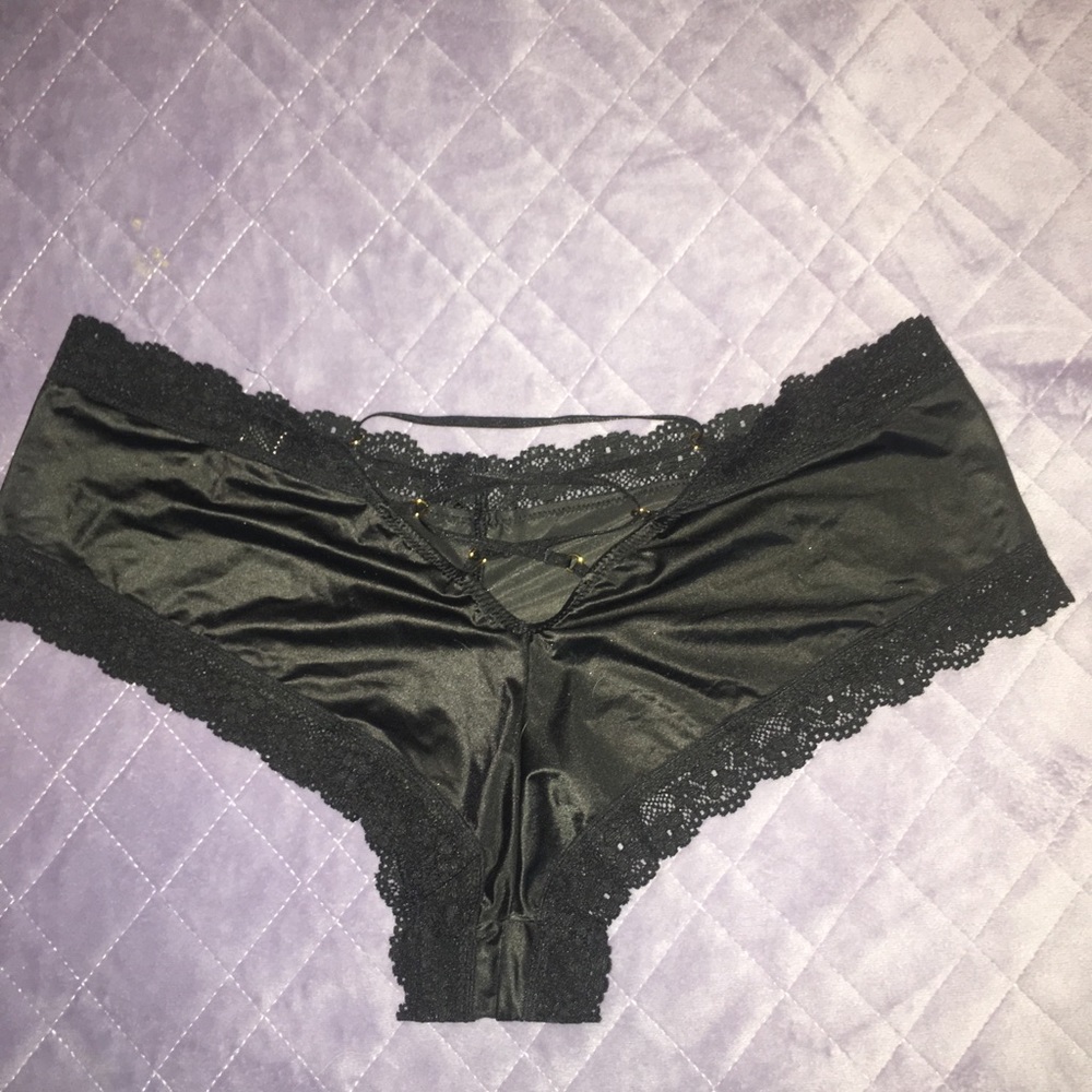 3 pair size L black silk victorias secret undies